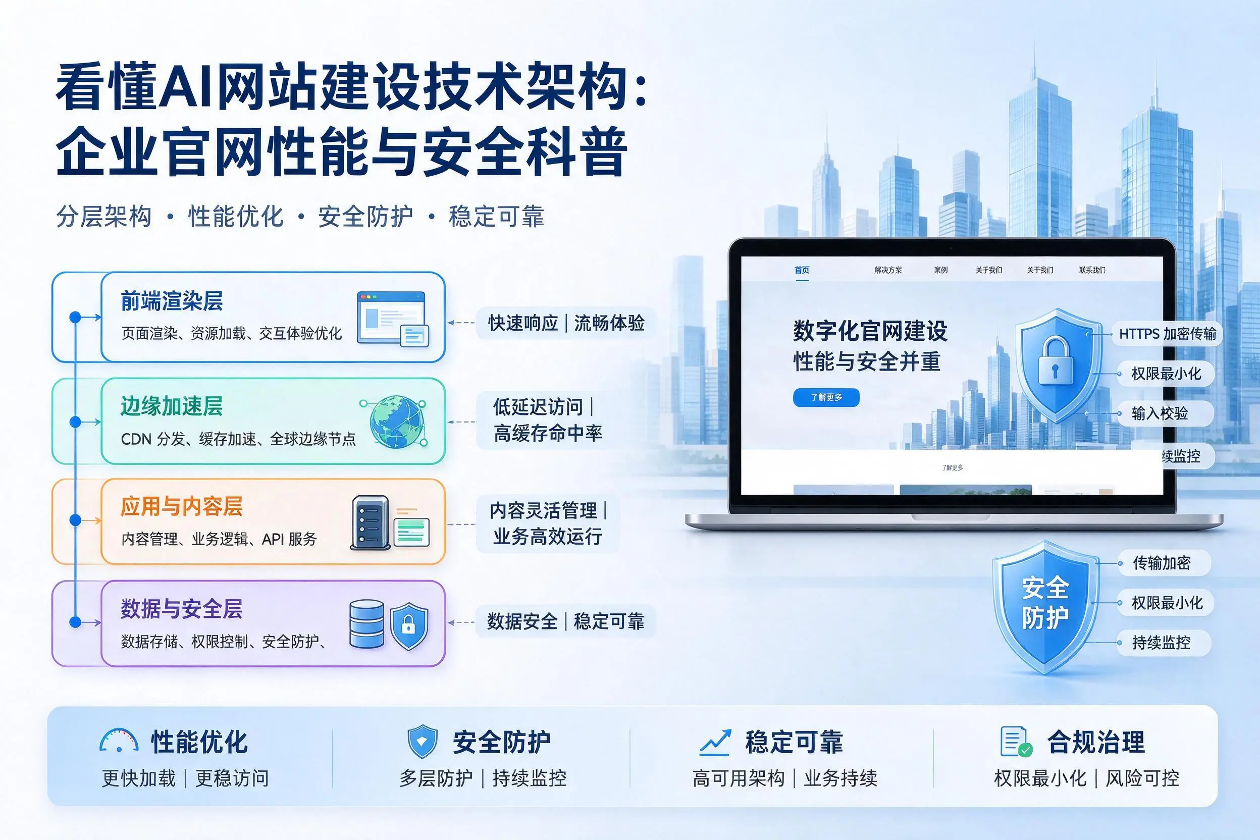 看懂AI网站建设技术架构:葫芦岛企业官网性能与安全科普