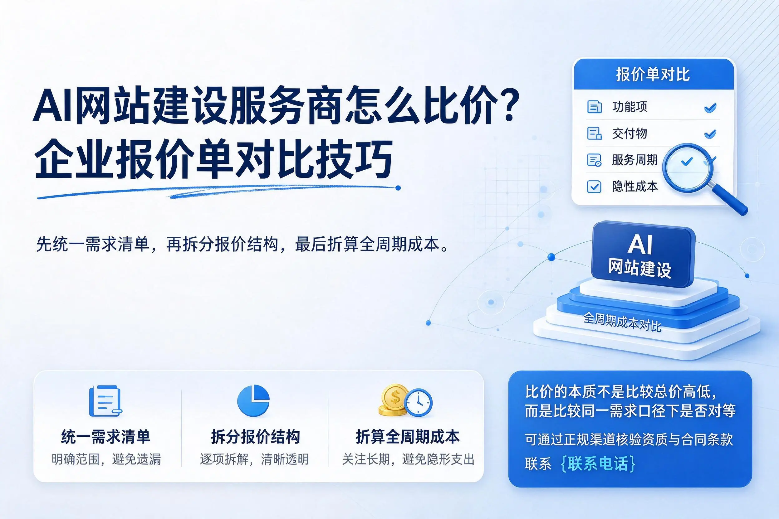 AI网站建设服务商怎么比价?葫芦岛企业报价单对比技巧