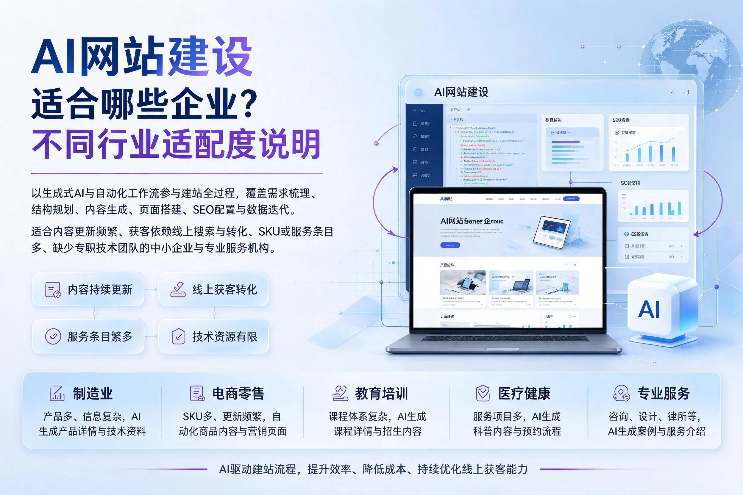 AI网站建设适合哪些企业？葫芦岛不同行业适配度说明